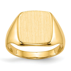 Men's Cushion Closed Back Signet Ring in 14K Yellow Gold, 3mm, Size 5 - Sophia Jewelers