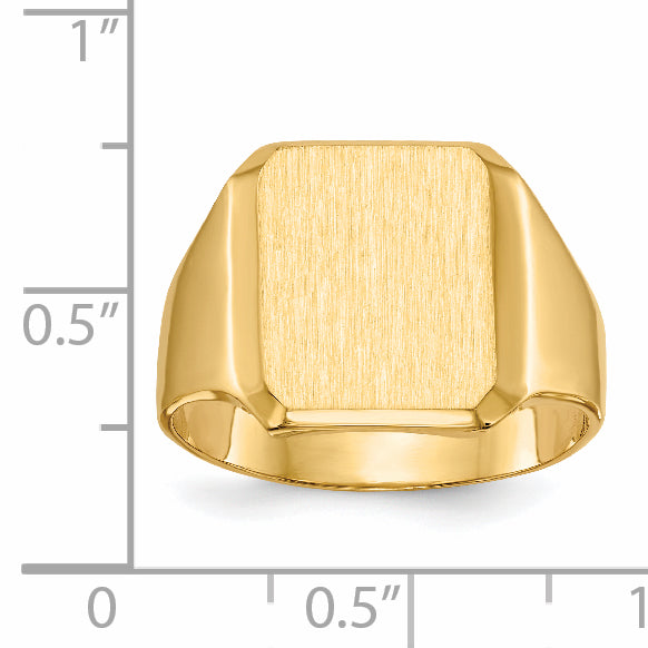 14k 12.5x15.0mm Closed Back Mens Signet Ring