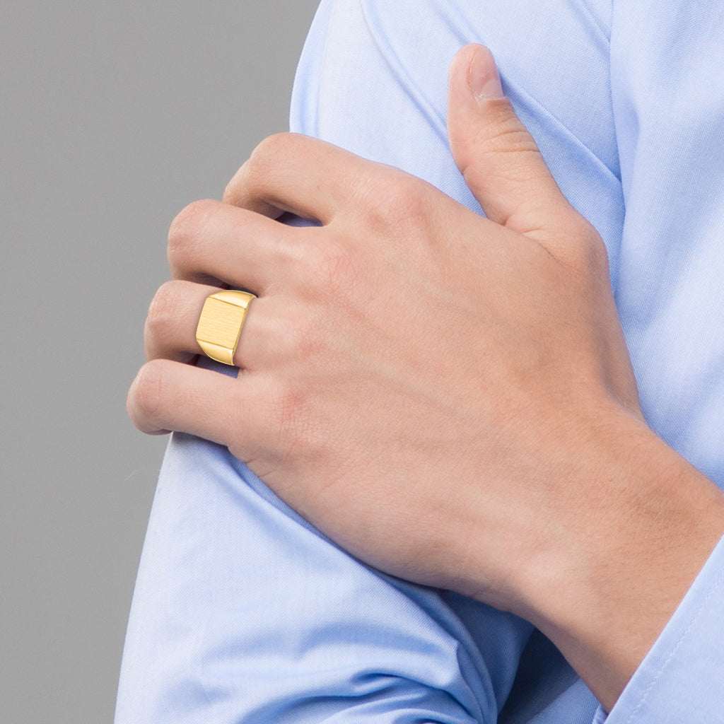 14k 13.0x13.0mm Open Back Mens Signet Ring