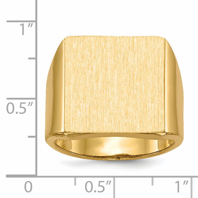 14k 16.5x17.5mm Open Back Mens Signet Ring