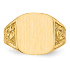 14k 14.0x12.5mm Closed Back Mens Signet Ring