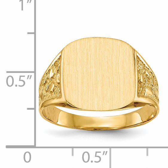 14k 14.0x12.5mm Closed Back Mens Signet Ring
