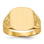 10k 14.0x12.5mm Closed Back Men's Signet Ring