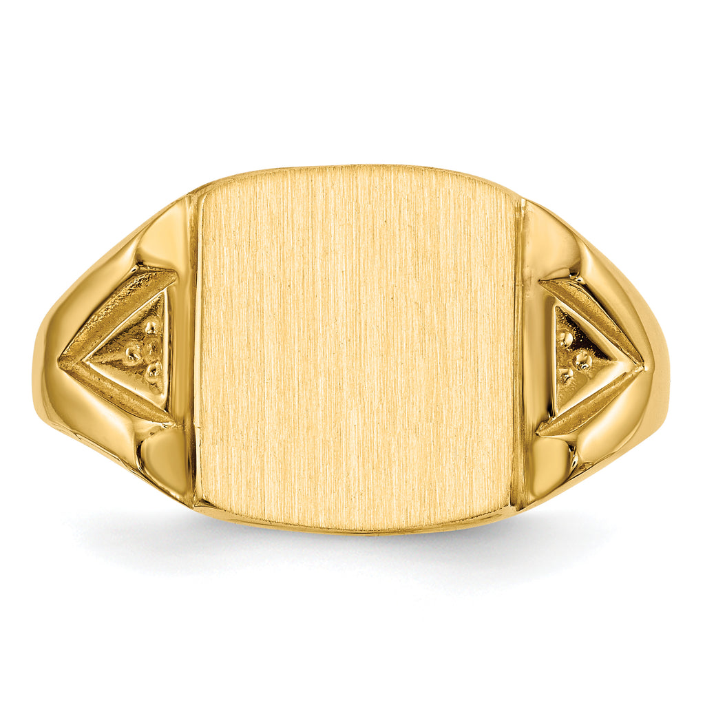 14k 11.0x12.0mm Open Back Diamond Mens Signet Ring Mounting (No Stone Included)