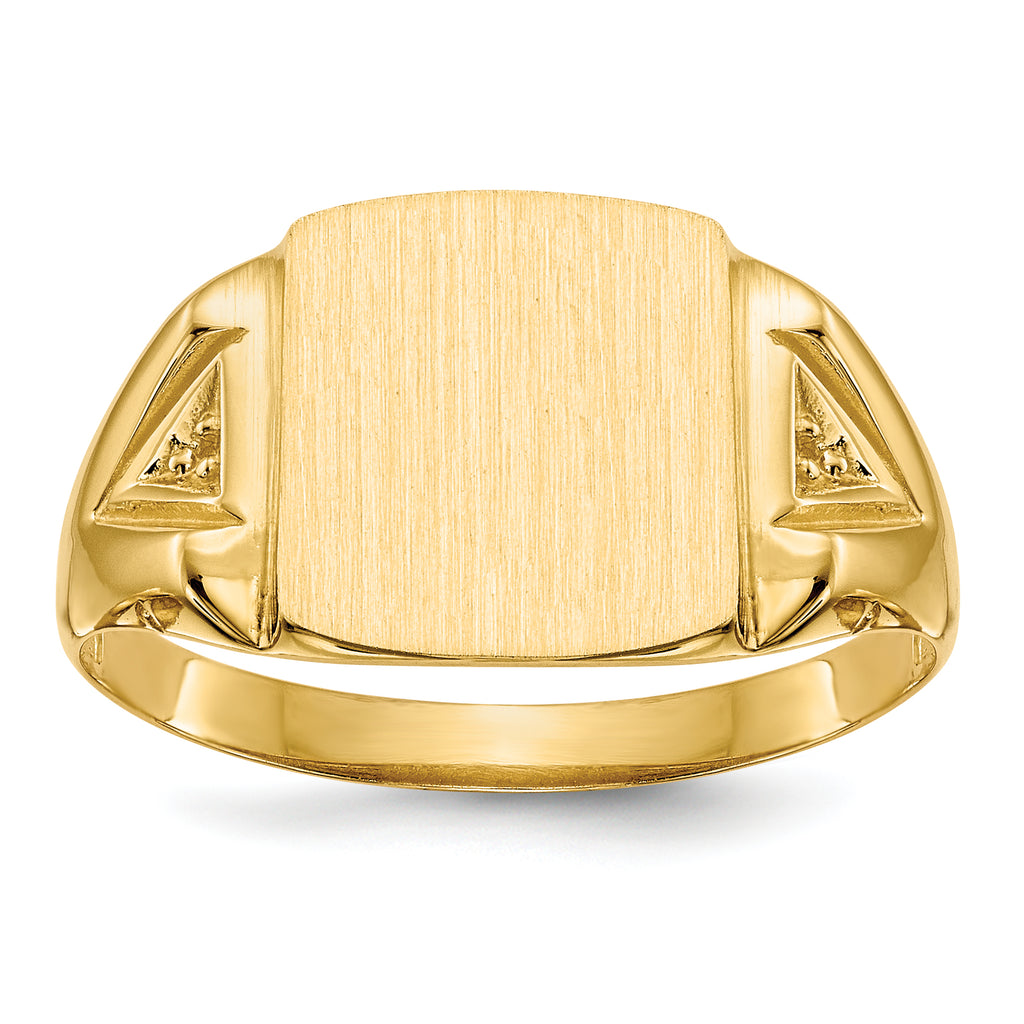 14k 11.0x12.0mm Open Back Diamond Mens Signet Ring Mounting (No Stone Included)