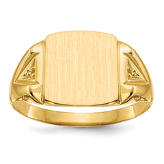 14k 11.0x12.0mm Open Back Diamond Mens Signet Ring Mounting (No Stone Included)