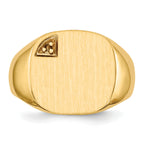 14k 15.0x15.0mm Closed Back Diamond Mens Signet Ring Mounting (No Stone Included)