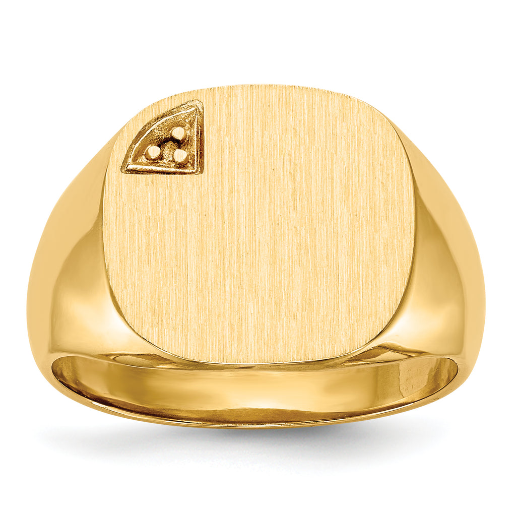 14k 15.0x15.0mm Closed Back Diamond Mens Signet Ring Mounting (No Stone Included)