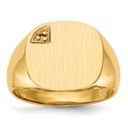 14k 15.0x15.0mm Closed Back Diamond Mens Signet Ring Mounting (No Stone Included)