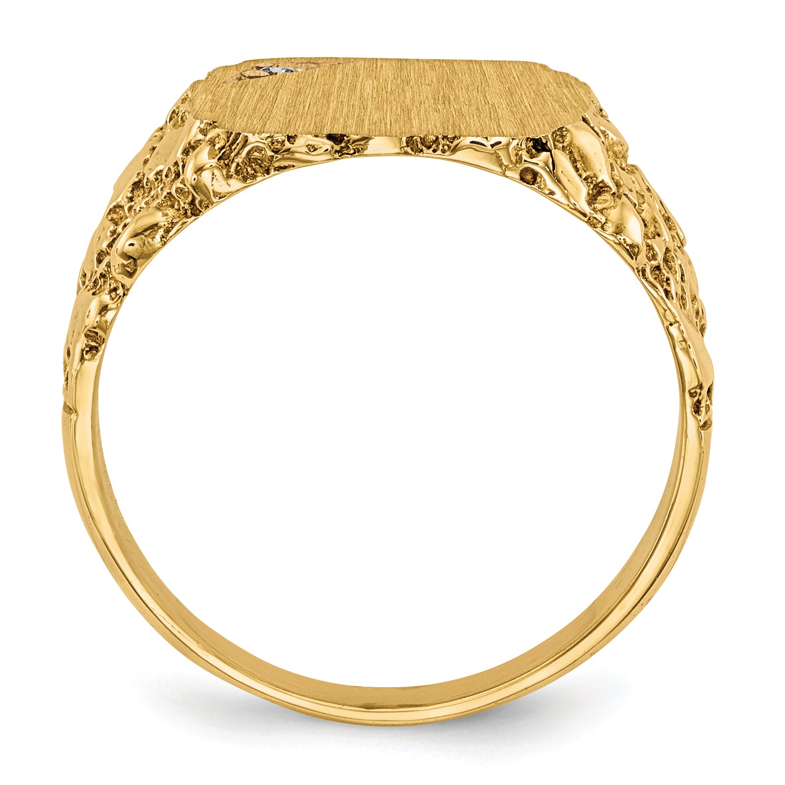 14k 11.5x10.0mm AA Diamond Closed Back Signet Ring Secondary image
