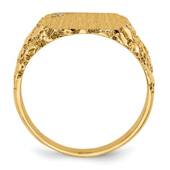 14k 11.5x10.0mm AA Diamond Closed Back Signet Ring
