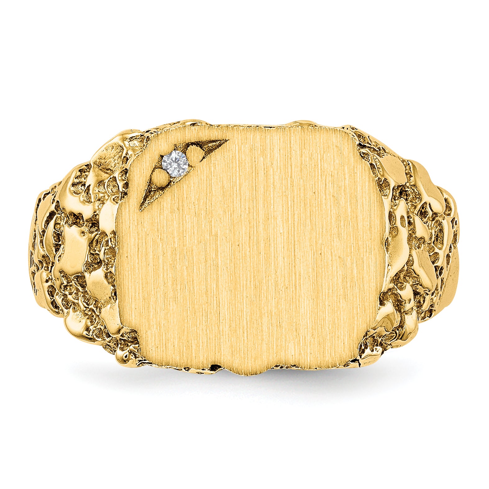 14k 11.5x10.0mm AA Diamond Closed Back Signet Ring