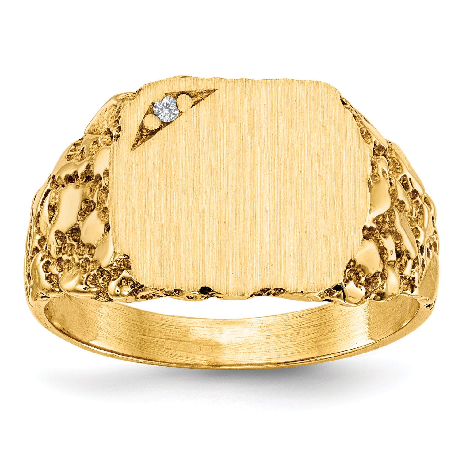 14k 11.5x10.0mm AA Diamond Closed Back Signet Ring
