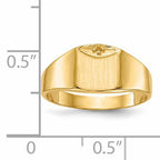 14k 7.0x8.0mm Closed Back Diamond Signet Ring Mounting (No Stone Included)