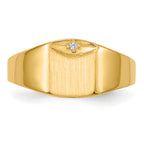 14k 7.0x8.0mm Closed Back AA Diamond Signet Ring