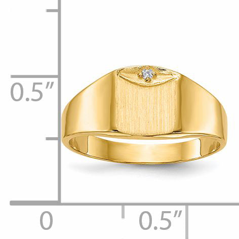 14k 7.0x8.0mm Closed Back AA Diamond Signet Ring