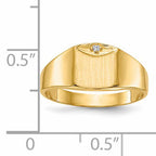 14k 7.0x8.0mm Closed Back AA Diamond Signet Ring