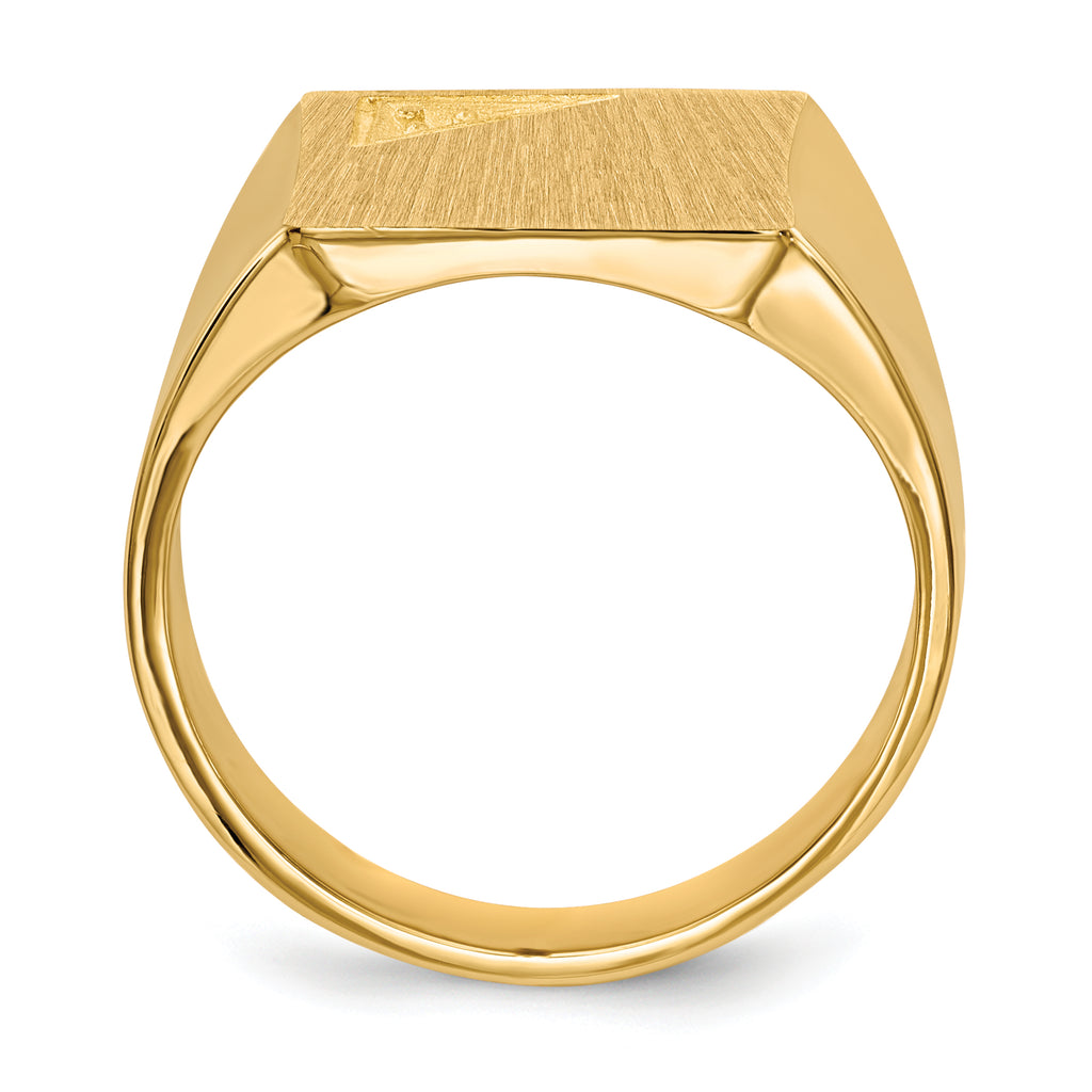 14k 13.0x14.0mm Closed Back Diamond Mens Signet Ring Mounting (No Stone Included)