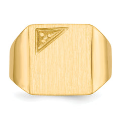 14k 13.0x14.0mm Closed Back Diamond Mens Signet Ring Mounting (No Stone Included)