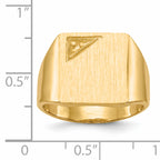 14k 13.0x14.0mm Closed Back Diamond Mens Signet Ring Mounting (No Stone Included)