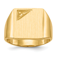 14k 13.0x14.0mm Closed Back Diamond Mens Signet Ring Mounting (No Stone Included)