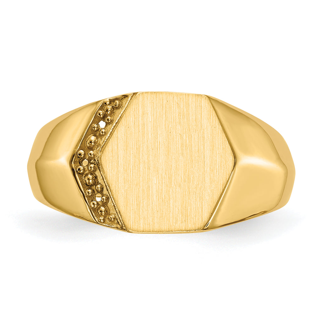 14k 11.5x11.5mm Open Back Diamond Mens Signet Ring Mounting (No Stone Included)