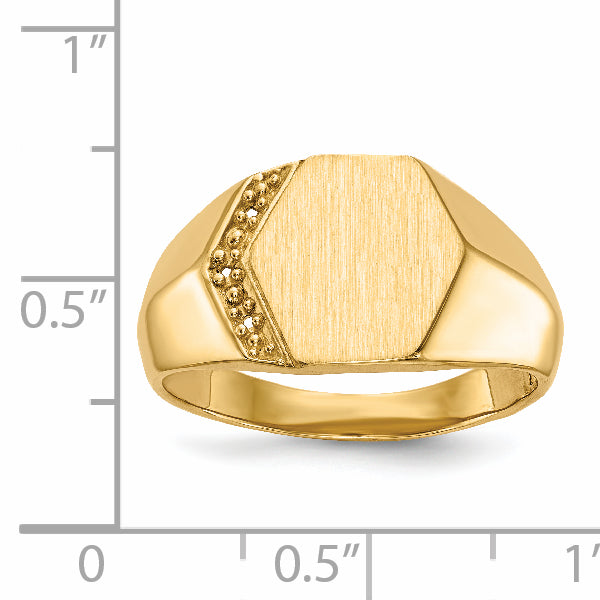 14k 11.5x11.5mm Open Back Diamond Mens Signet Ring Mounting (No Stone Included)