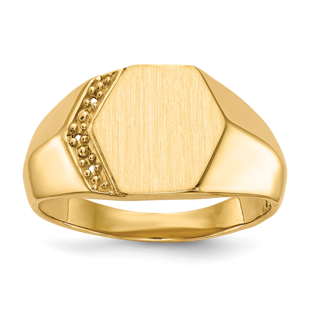 14k 11.5x11.5mm Open Back Diamond Mens Signet Ring Mounting (No Stone Included)