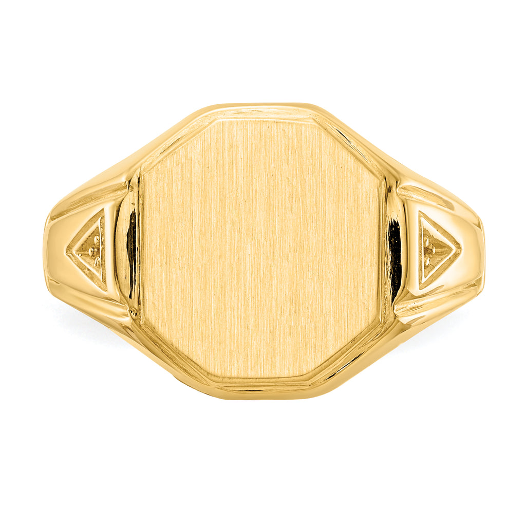 14k 11.5x12.5mm Open Back Diamond Mens Signet Ring Mounting (No Stone Included)