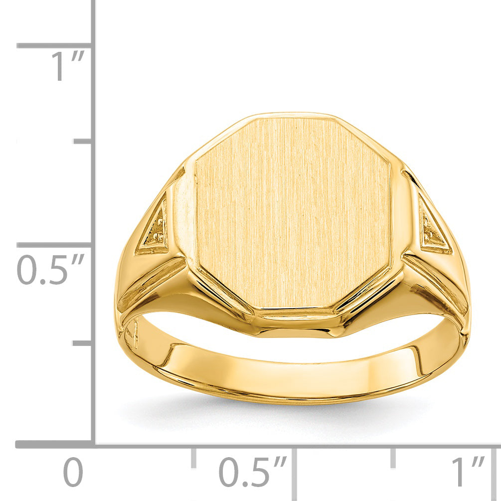14k 11.5x12.5mm Open Back Diamond Mens Signet Ring Mounting (No Stone Included)