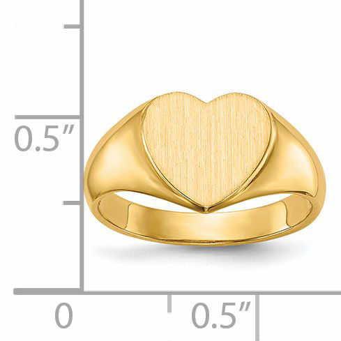 14k 9.5x9.5mm Open Back Heart Signet Ring