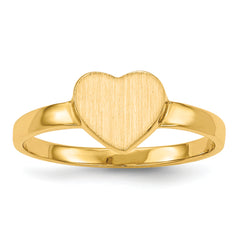 14k 7.5x6.5mm Open Back Heart Signet Ring