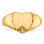 14k .005ct. Diamond Closed Back 9.0x9.0mm Heart Signet Ring Mounting (No Stone Included)