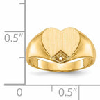 14k .005ct. Diamond Closed Back 9.0x9.0mm Heart Signet Ring Mounting (No Stone Included)