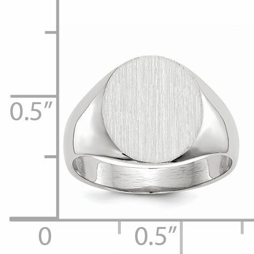 14k White Gold 12.0x12.5mm Closed Back Signet Ring