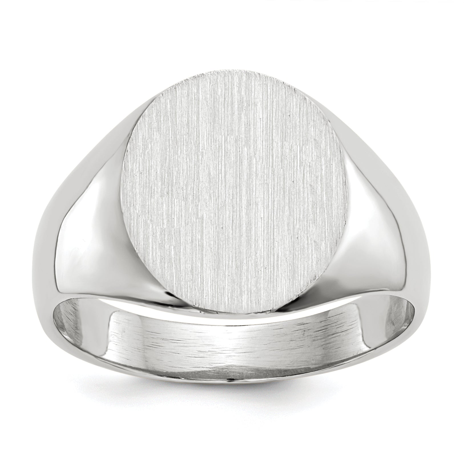 14k White Gold 12.0x12.5mm Closed Back Signet Ring Main image
