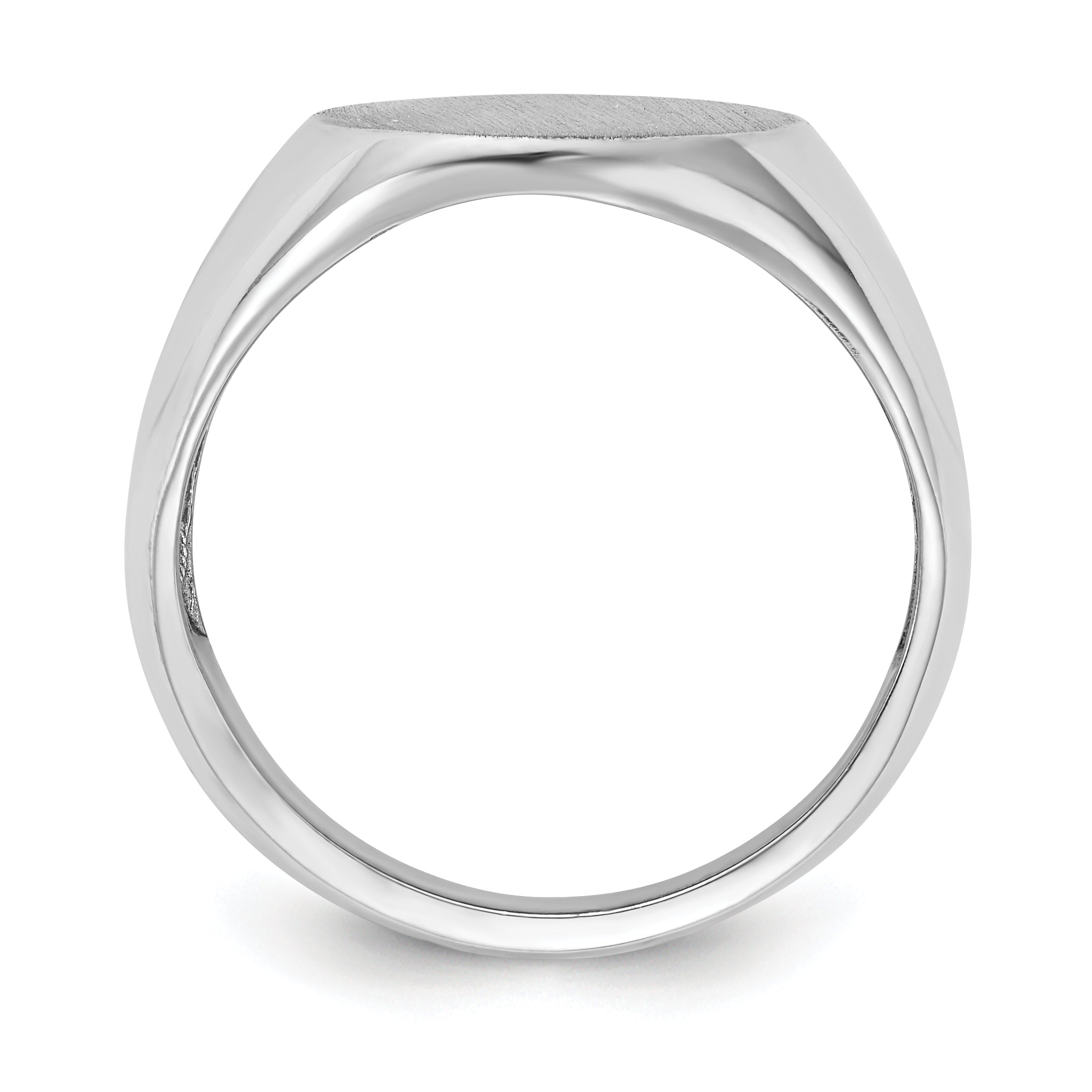 14k White Gold 14.5x18.0mm Open Back Mens Signet Ring