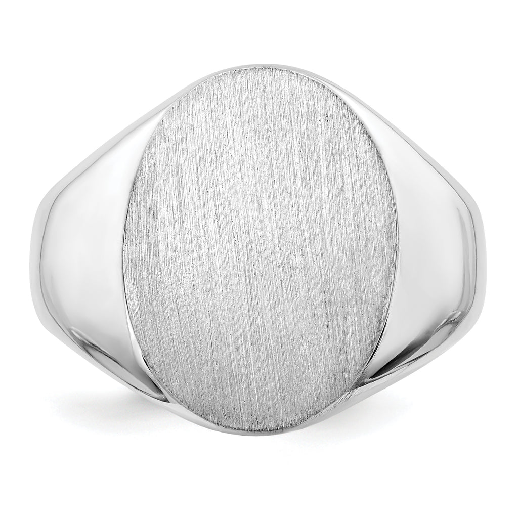 14k White Gold 14.5x18.0mm Open Back Mens Signet Ring