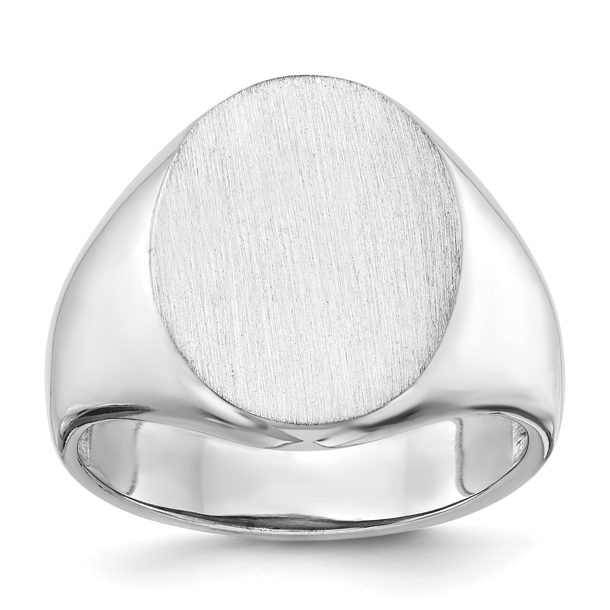 14k White Gold 14.5x18.0mm Open Back Mens Signet Ring Main image
