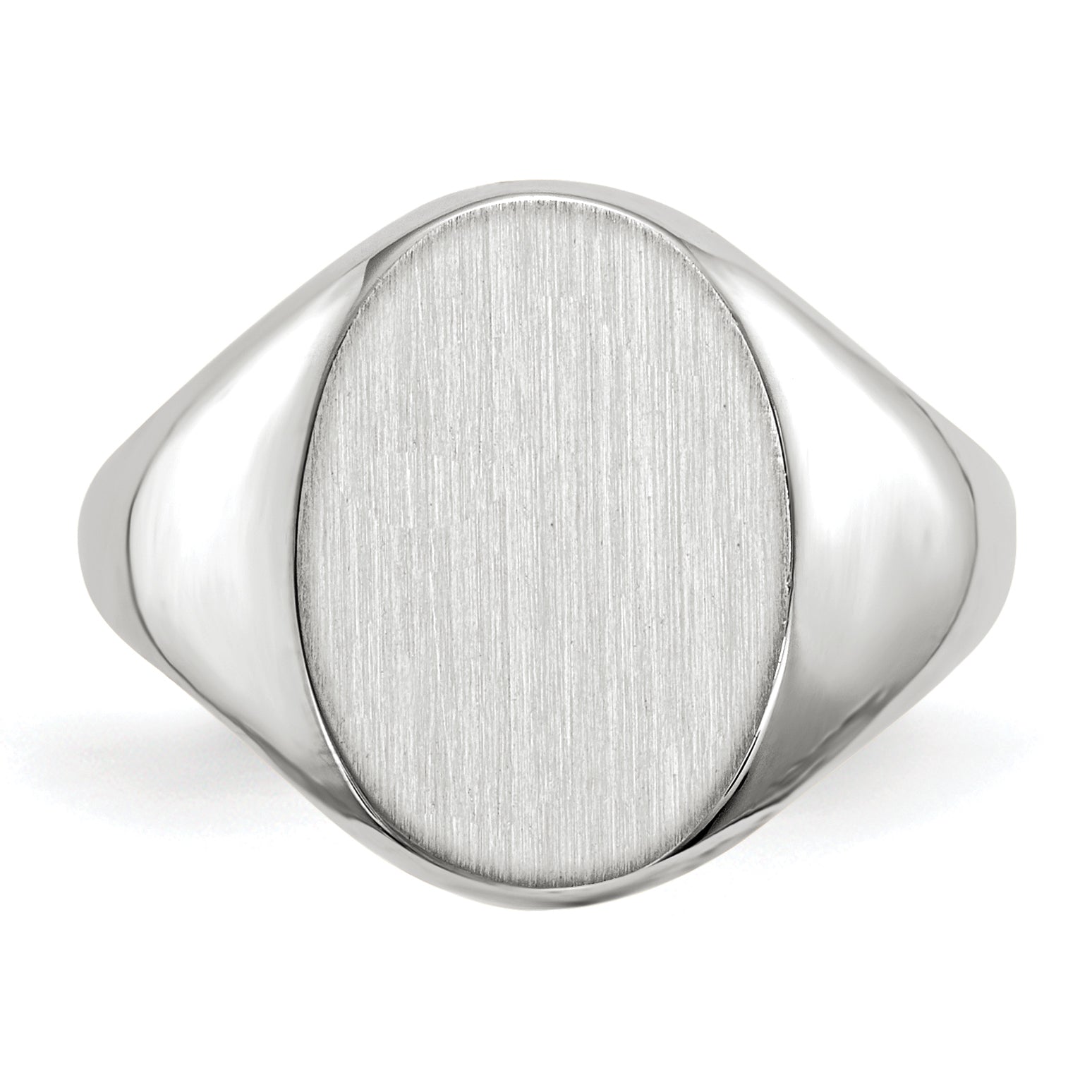 14k White Gold 8.0x11.5mm Closed Back Signet Ring