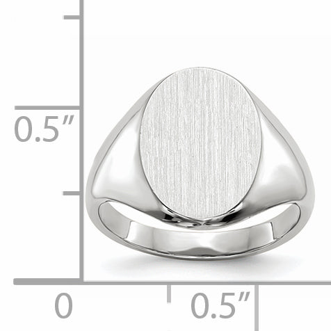 14k White Gold 8.0x11.5mm Closed Back Signet Ring