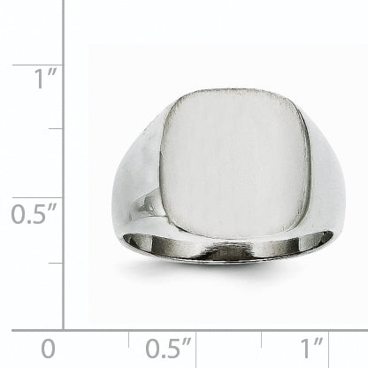 14k White Gold  13.5mm x14.5mm Open Back Men's Signet Ring