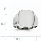 14k White Gold  13.5mm x14.5mm Open Back Men's Signet Ring