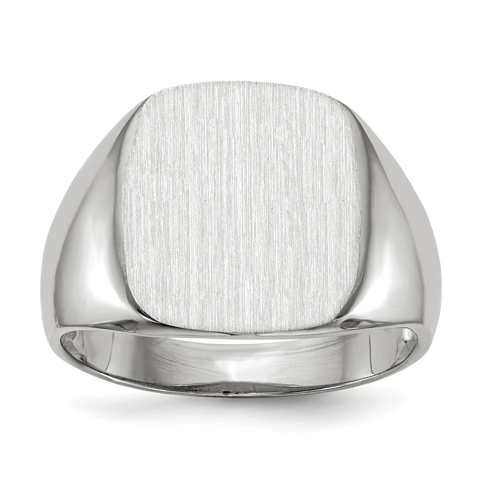 14k White Gold  13.5mm x14.5mm Open Back Men's Signet Ring Main image