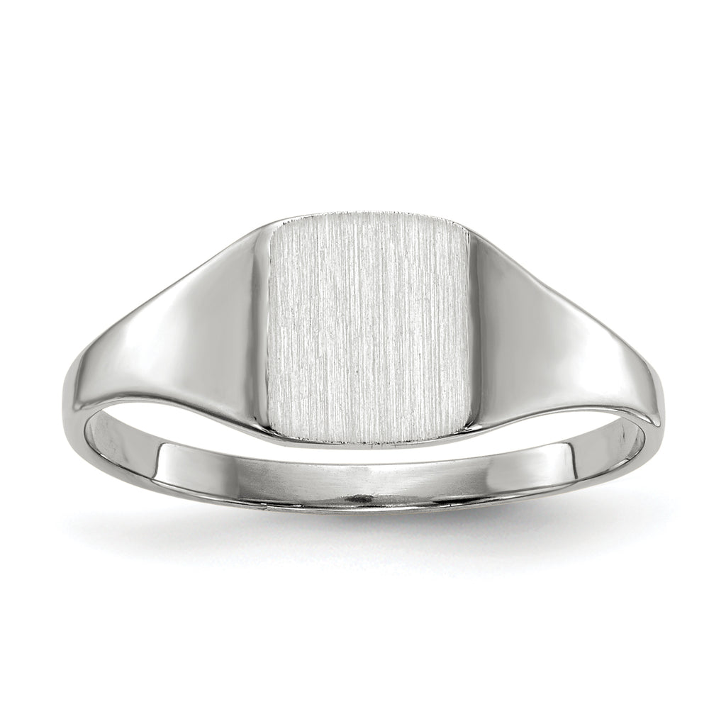 10k White Gold 7.0x8.5mm Closed Back Signet Ring