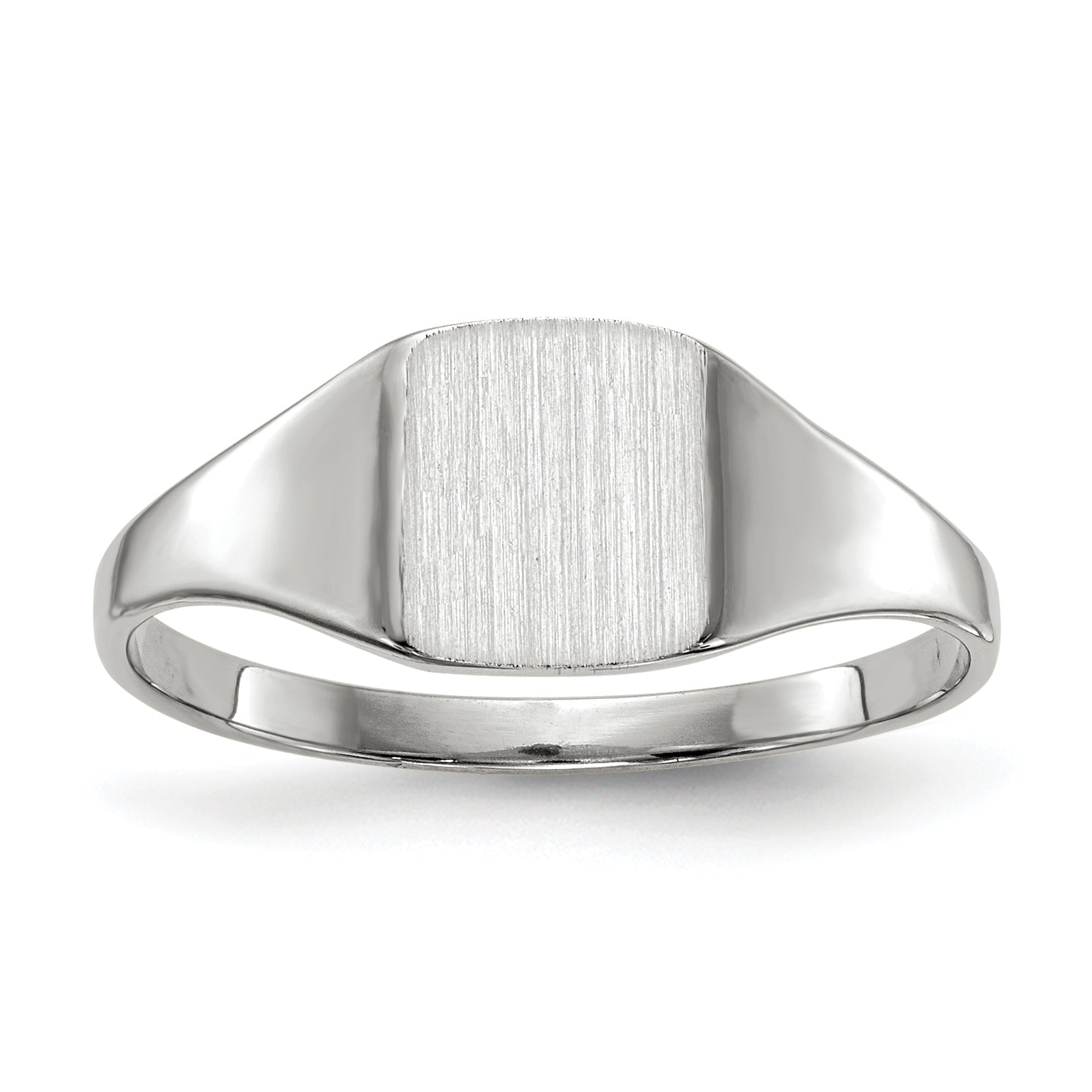 14k White Gold 7.0x8.5mm Closed Back Signet Ring