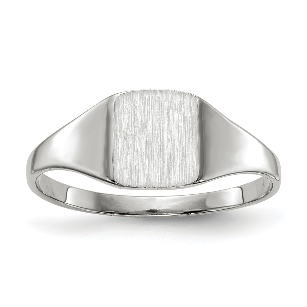14k White Gold 7.0x8.5mm Closed Back Signet Ring