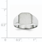 14k White Gold 11.0x10.5mm Closed Back Men's Signet Ring
