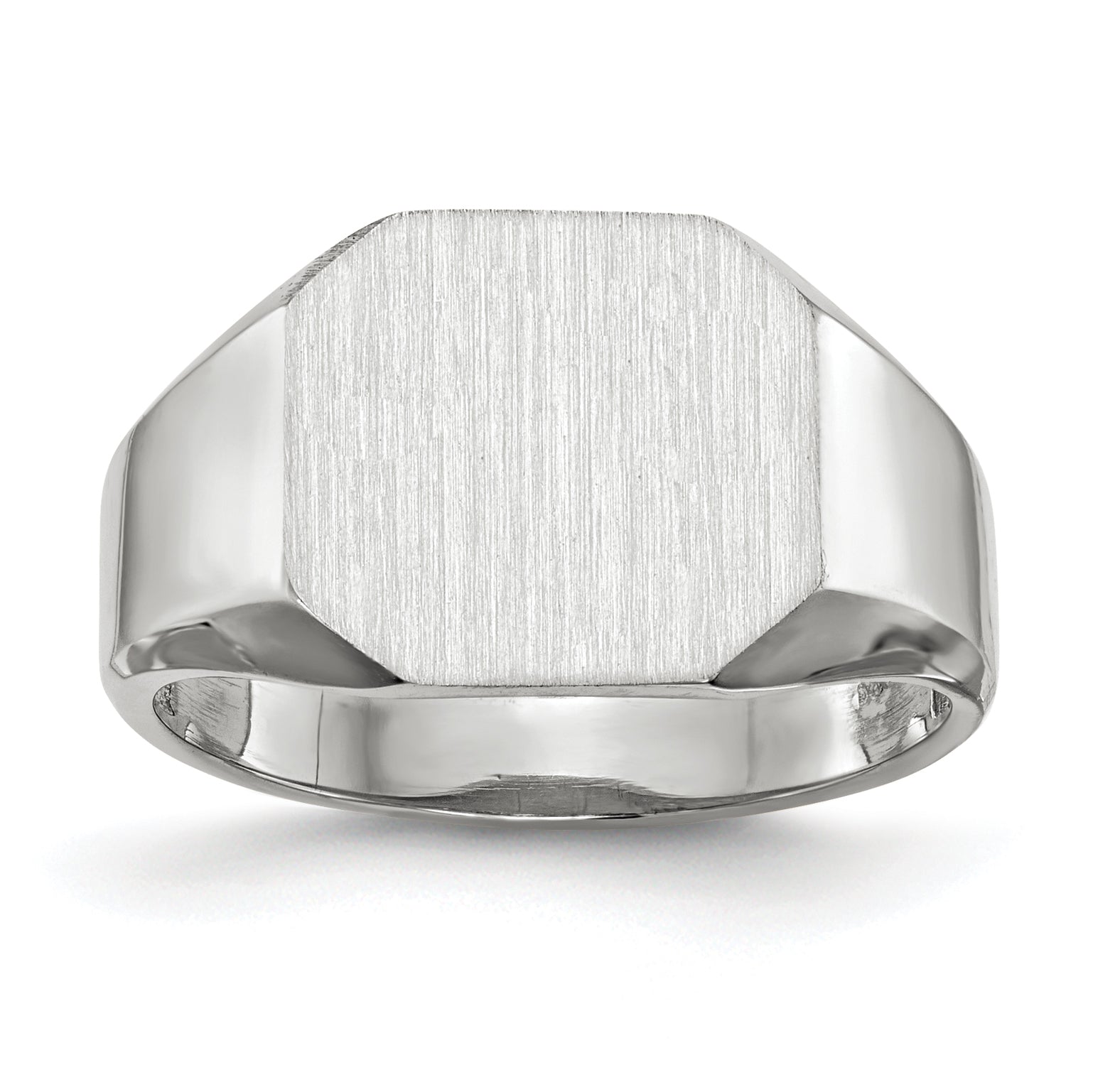 14k White Gold 11.0x10.5mm Closed Back Men's Signet Ring Main image