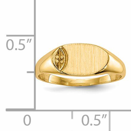 14k Child's .005ct. Diamond 10x6mm Closed Back  Signet Ring Mounting (No Stone Included)